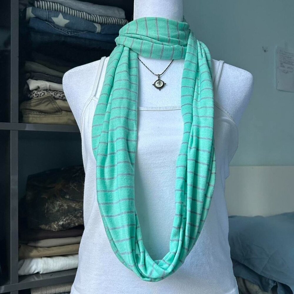 Justice Mint Green Striped Infinity Scarf